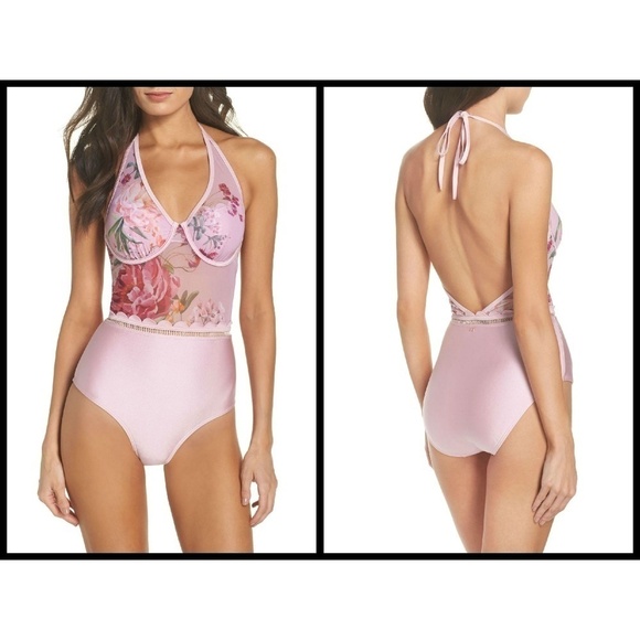 💕TED BAKER💕 Zakira Mesh One-Piece Swimsuit Floral Print 36 CD NWT - Picture 1 of 8